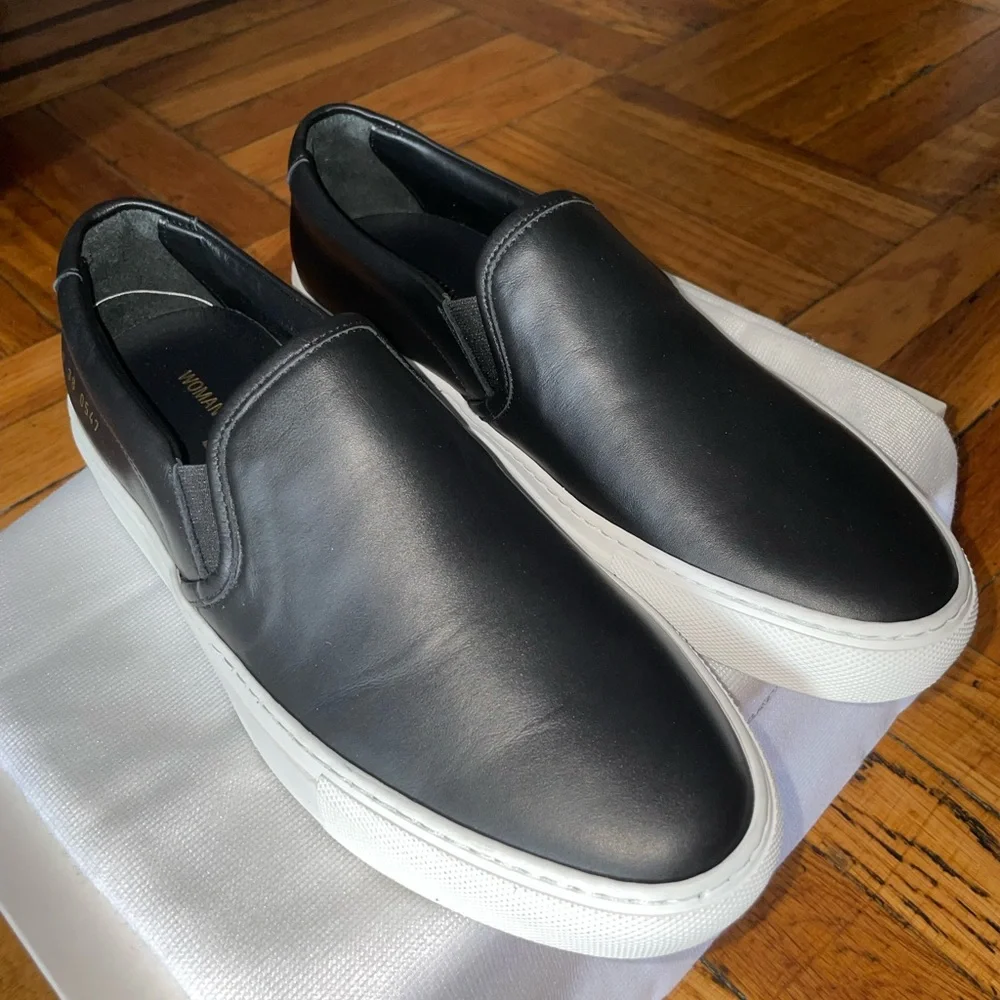 ❌SOLD❌Woman By Common Projects Leather Slip On Sneakers Black Eu 38(US8) - Picture 8 of 8